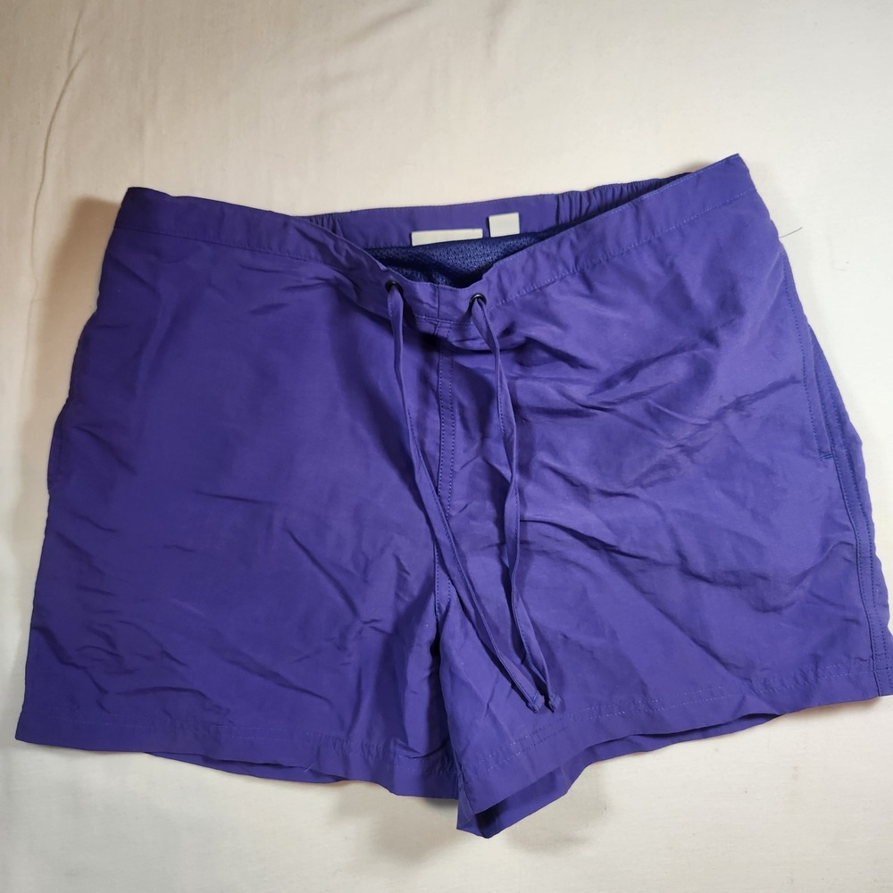LL Bean Supplex Nylon Board Shorts Purple Mesh Lined Swim Trunks Womens S